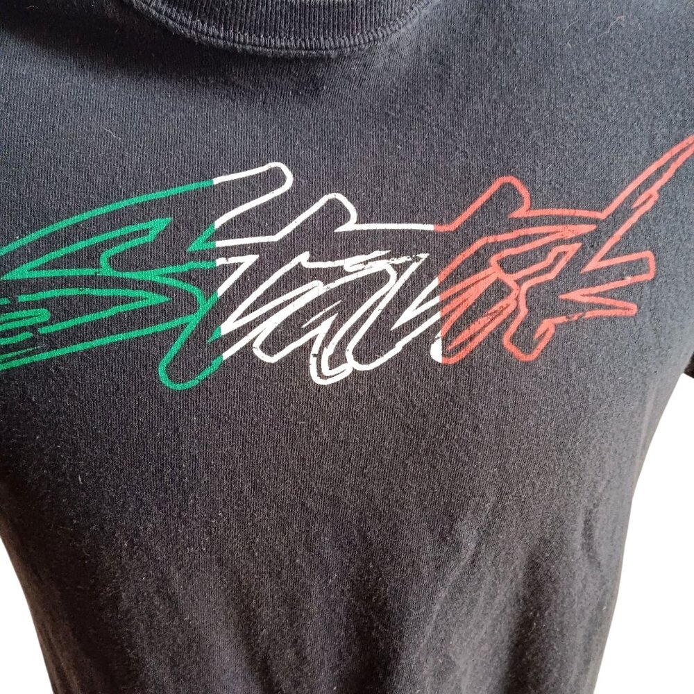 Vintage Small Mens T-Shirt Statik Mexico Flag Logo Graphic Logo Black